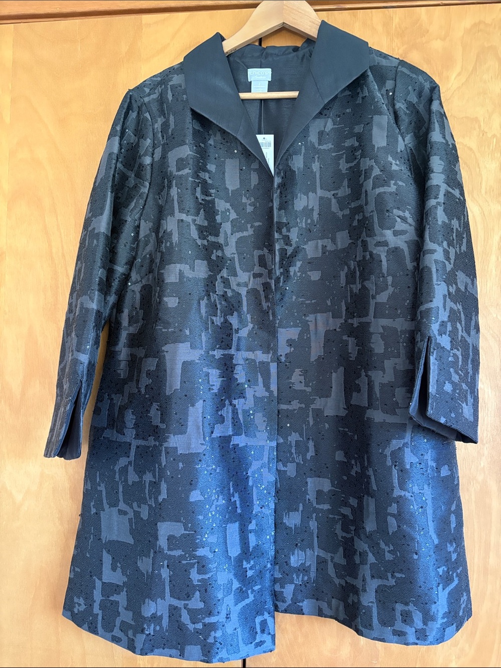 Chico’s Textured Black Patterned Women's Dress Coat